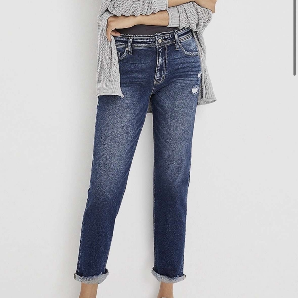 KANCAN High Rise Rolled Hem Boyfriend Jean Size 30